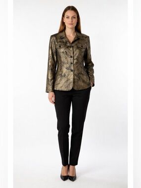 Vintage Lana Lee Women's Brown Camouflage Blazer Jacket size 12